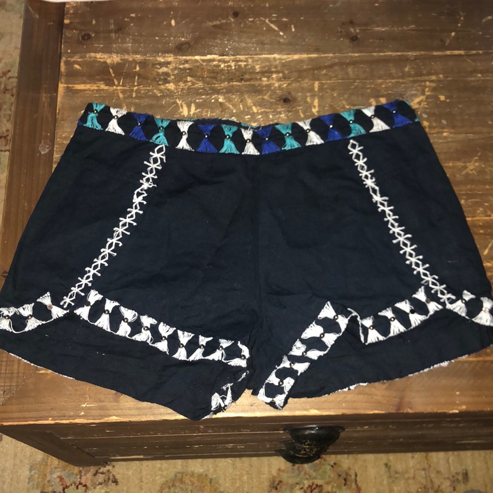 Free People Embellished Petal Shorts navy Blue Combo